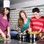 Friends-Cooking-Class-Chef-Hat-Happy-Laughing-Vegetables-Pasta